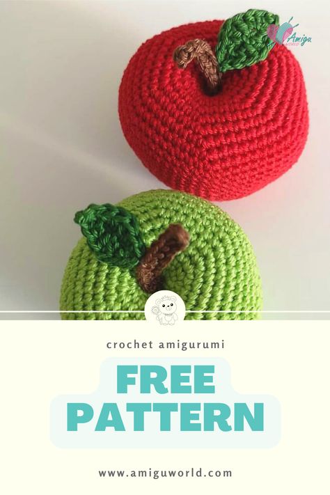 Enjoy this free big apple amigurumi pattern by Hobimstand. Create two cute crochet green apple and red apple for yourself or your beloved child! Crochet Apple Plushie, Amigurumi Apple Free Pattern, Red Amigurumi Free Pattern, Apple Crochet Pattern Free, Crochet Apple Free Pattern, Crochet Teacher Gifts Free Pattern, Red Amigurumi, Apple Amigurumi, Crocheted Food