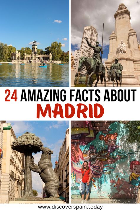 4 images about Madrid with text overlay Visit Madrid, Madrid Travel, Pedestrian Walkway, National Road, Travel Spain, Fountain Feature, Endless Opportunities, Cities In Europe, Spanish Artists