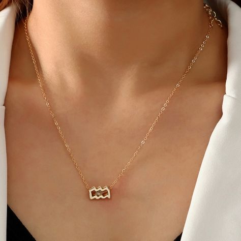 Aquarius Pendant Necklace Gold Zodiac Sign - Click Image to Close Aquarius Pendant Necklace, Zodiac Sign Constellation, Aquarius Pendant, Initial Jewelry Necklace, Star Sign Necklace, Aquarius Necklace, Pineapple Jewelry, Zodiac Pendant Necklace, Zodiac Sign Necklace