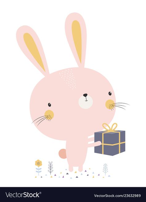 Rabbit Cartoon Character, Rabbit Faces, White Background With Flowers, Bunny Vector, Background With Flowers, Illustration Funny, Gift Vector, Funny Rabbit, Happy Easter Bunny