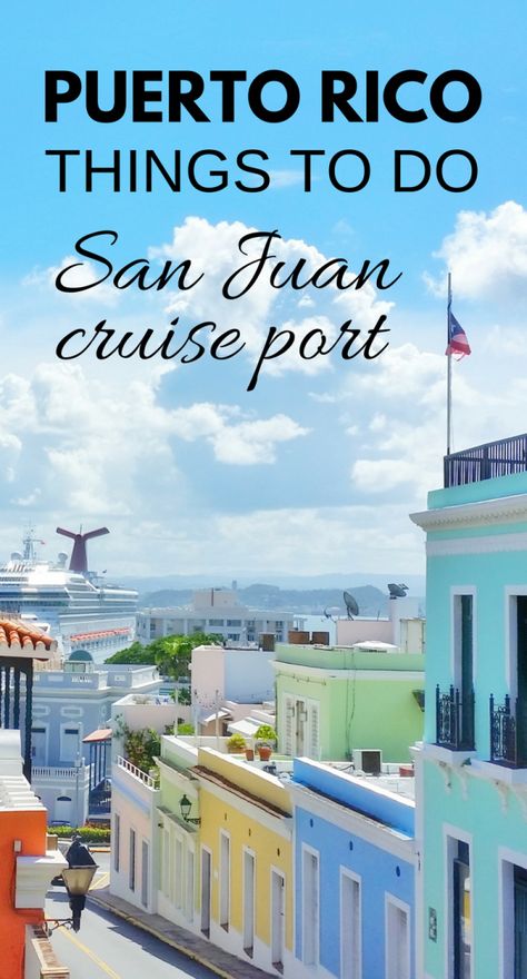 For a day in port at San Juan during your Caribbean cruise vacation, here are free things to do in Puerto Rico near the cruise port! As long as you don't mind a little walking, you can make your day itinerary a self-guided historic walking tour of Old San Juan! The old city walls and forts of San Juan are UNESCO world heritage sites and also a part of the San Juan National Historic Site which makes it a part of the national parks! Lots of history and culture to explore in Puerto Rico! Southern Caribbean Cruise, Carribean Cruise, Disney Cruise Tips, Old San Juan, Porto Rico, Caribbean Vacations, Cruise Destinations, Royal Caribbean Cruise, San Juan Puerto Rico