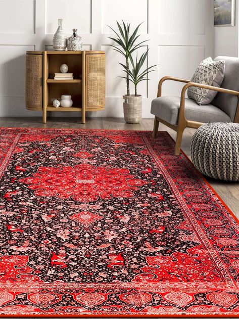 Iranian Inspired Regional Carpet With Vintage Style Classical - Etsy Kid Friendly Rugs, Rug Aesthetic, Classic Rug, Orange Rug, Medallion Rug, Red And Orange, Classic Rugs, Rug For Living Room, Bedroom Aesthetic