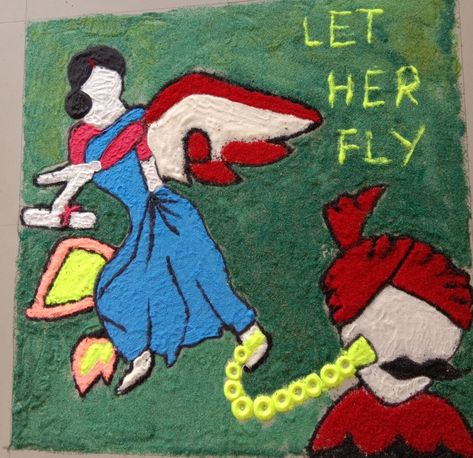 Rangoli On Women Empowerment, Women Empowerment Rangoli Designs, Theme Based Rangoli, Rangoli Designs Mandala, Theme Based Rangoli For Competition, Rangoli Designs For Competition, Big Rangoli, Festival Rangoli, Space Drawings