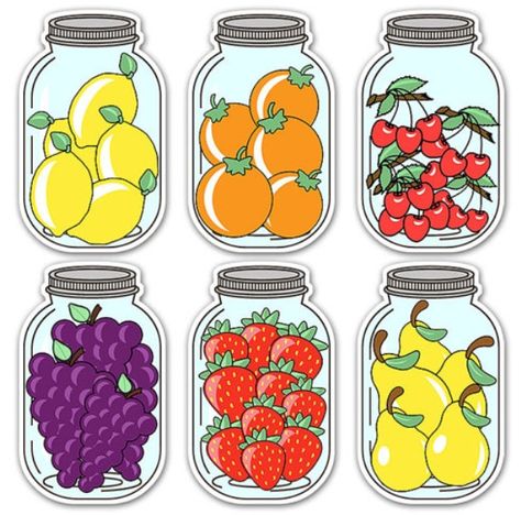 Fruits And Vegetables Printables, Cute Stickers Fruits, Fruit Stickers Vintage, Cute Fruit And Vegetables Illustration, Fruits And Vegetables Clipart, Mason Jar Tags, Jar Tags, Nutrition Month, Paper Dolls Clothing