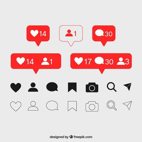 Free vector flat instagram icons and not... | Free Vector #Freepik #freevector #instagram-notification #follow-icon #instagram-likes #instagram-followers How To Be Famous, Free Followers On Instagram, Geometric Shapes Drawing, Frame Edit, Free Followers, How To Get Followers, Get More Followers, Graphic Wallpaper, Creative Instagram Stories