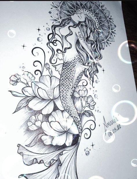 Mermaid Thigh Tattoo, Mermaid Sleeve Tattoos, Mandala Thigh Tattoo, Tatoo Dog, Word Tattoo Ideas, Side Thigh Tattoos, Mermaid Tattoo Designs, See Tattoo, Lion Tattoo Sleeves