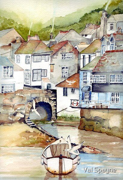 Polperro, Cornwall. UK. Littered with irresistable tiny streets and alleyways and some great art galleries. Watercolour on Langton 140Ib Not Featured in Decorative and Traditional Art