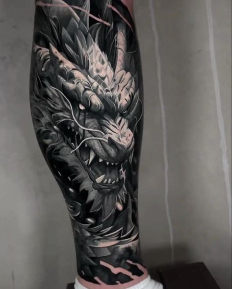 Cover Up Dragon Tattoo, Leg Tattoo Dragon, Dragon Tattoo On Leg, Dragon Cover Up Tattoo, Dragon Leg Tattoo, Dragon Tattoo Realistic, Flying Phoenix Tattoo, Dragon Tattoo Forearm, Dragon Tattoo Leg