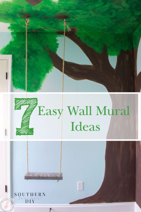 7 Easy Wall Mural Ideas Room Reveals : Southern Yankee DIY Paint A Tree On A Wall Diy, Sensory Room Mural, Paint Trees On Wall Diy, Daycare Wall Painting Ideas, Diy Tree Mural, Playroom Mural Ideas Diy, Fun Kids Room Ideas, Fun Nursery Ideas, Mural Design Ideas