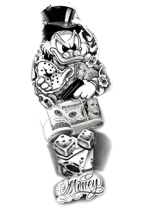 Money Tatoos Ideas, Tattoo Ideas Money, Dollar Tattoo, Pop Culture Tattoos, Leg Sleeve Tattoos, Mickey Mouse Tattoo, Leg Tattoo Ideas, Half Sleeve Tattoos Forearm, Culture Tattoos