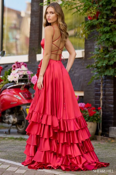 Red ruffle dress