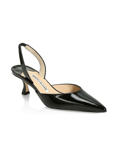 Manolo Blahnik Carolyne Patent Leather Slingback Pumps in Black - $ 695.00 Manolo Blahnik Carolyne, Manolo Blahnik Pumps, Hermes Watch, Diana Vreeland, Design Shoes, Slingbacks, Slingback Pump, Fashion Editor, Manolo Blahnik