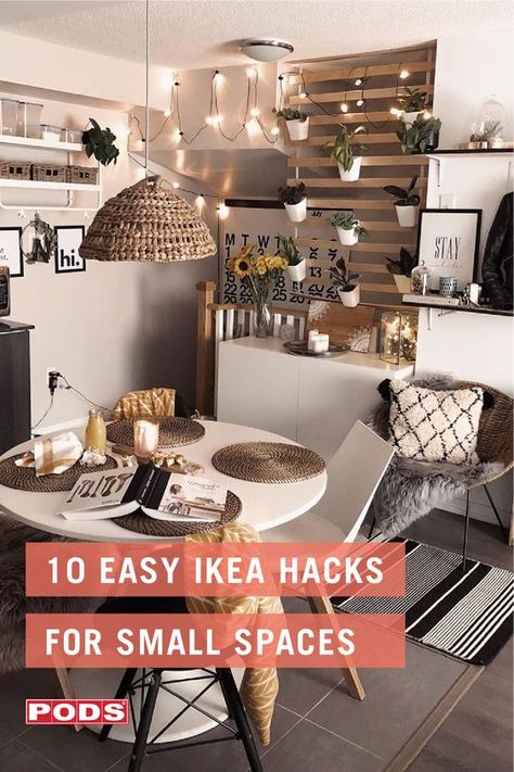 Ikea Small Apartment, Bedroom Studio Apartment, Small Space Living Hacks, Hacks For Small Spaces, Easy Ikea Hacks, Ikea Small Spaces, Small Apartment Hacks, Ikea Apartments, Small Space Hacks