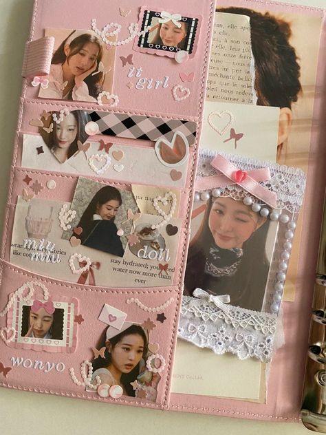 Photocard Binder Cover, Binder Inspiration, Pc Binder, Binder Deco, Binder Decoration, Kpop Binder, Binder Ideas, Cute School Stationary, Kpop Diy