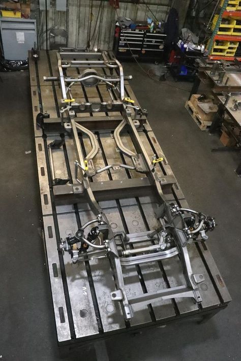 It's finally here, sneak peek of Art Morrison's new C10 truck chassis. Have questions? Please give MetalWorks Classic Auto Restoration a call. 1946 Chevy Truck, Rat Rod Build, Air Conditioner Installation, Rat Rod Truck, Truck Frames, Metal Shaping, Chassis Fabrication, Automobile Engineering, C10 Trucks