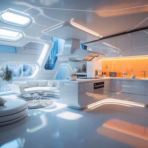 Futuristic Studio Apartment, Futuristic Control Room, Futuristic Living Room Interior Design, Futuristic Apartment Interior Design, Futuristic Home Office, Futuristic Living Room Ideas, Studio Apartment Modern, Futuristic Office Interior, Playful Interior Design