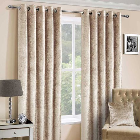 Where To Buy Curtains, Neutral Drapes, Curtains Uk, Curtains Pictures, Gold Living, Glam Living, Sitting Rooms, Cheap Curtains, Velvet Drapes