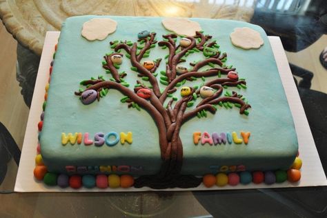 Family Reunion Cake Ideas, Reunion Cake Ideas, Adoption Cake, Family Reunion Cakes, Decorated Sheet Cakes, Family Tree Cakes, Reunion Familiar, Adoption Celebration, Adoption Ideas