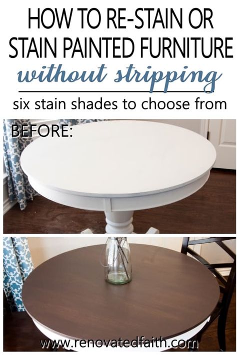 Paint Over Chalk Paint, How To Paint Trim, Gel Stain Furniture, Stain Over Paint, Stain Furniture, Stained Furniture, Driftwood Stain, Furniture Diy Ideas, Painted Tables