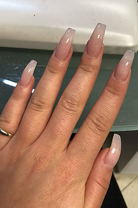 Curved Coffin Nails, Ballerina Short Nails, Nails Ideas Long, Translucent Nails, Clear Gel Nails, Short Nails Acrylic, Gel Nails Ideas, Curved Nails, Gel Acrylic Nails