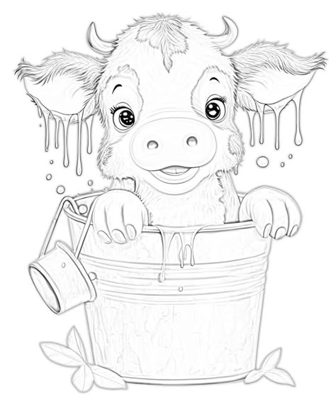 Cow Coloring Pages, Cow Drawing, Farm Animal Coloring Pages, Animal Drawings Sketches, Adult Coloring Designs, Art Drawings Sketches Pencil, Cartoon Coloring Pages, Grayscale Coloring, Cool Coloring Pages