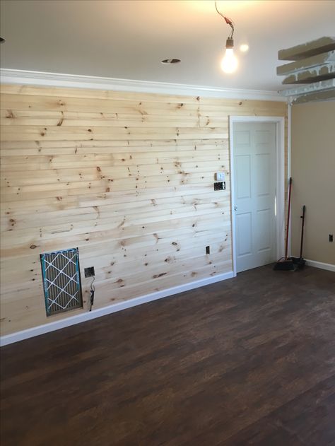 White Window Trim, White Baseboards, Pine Cabin, Horse Tack Rooms, Wood Plank Walls, Pine Walls, Plank Walls, White Windows, Wall Trim