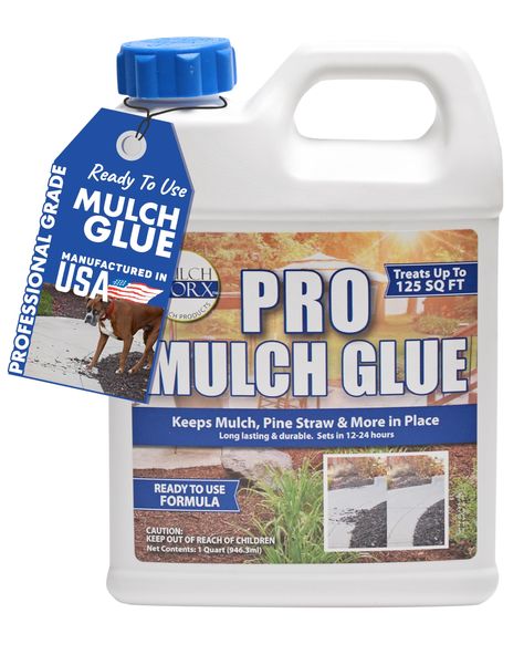 Pro Mulch Glue - Ready to Use Quart (32oz) - Glues & Locks Mulch, Pine Straw, Dust & Dirt - Professional Grade Landscape Glue : Amazon.co.uk: Garden Mulch Glue, Rubber Mulch, Pea Gravel, Following Directions, 72 Hours, Mulch, Lawn Care, Plant Care, Backyard Landscaping