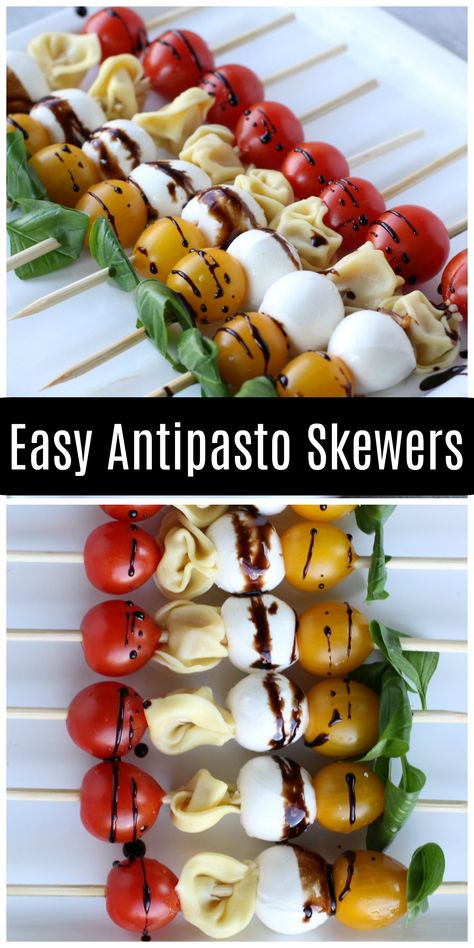 Antipasto Skewers With Tortellini, Appetizers Easy Summer, Easy Antipasto, Christmas Nibbles, Individual Appetizers, Summer Appetizers Easy, Antipasto Skewers, Skewer Appetizers, Dinner Snacks