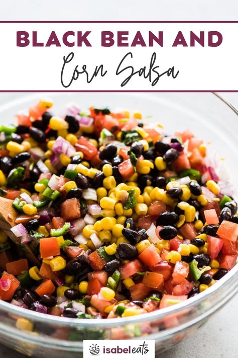 An easy, bright and fresh Black Bean and Corn Salsa recipe that takes only 15 minutes to make! It’s the perfect appetizer for that upcoming party and makes a great side dish. Pig Shots, Bean Salsa Recipe, Black Bean And Corn Salsa, Corn Bean Salsa, Black Bean Corn Salsa, Corn Salsa Recipe, Black Bean And Corn, Black Bean Corn, Black Bean Salsa