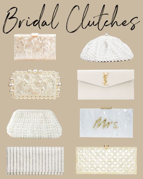 Hi! Super excited for this post dedicated to bridal clutches, there are so many beautiful options I have rounded up for you guys! I also have posts dedicated to different style wedding guest dresses to help you out with wedding season! Clutch For Wedding Guest, Wedding Guest Clutch, Kat Jamieson, Style Wedding Guest, Acrylic Box Clutch, Bridal Clutches, Wedding Options, White Clutch, Wedding Clutch