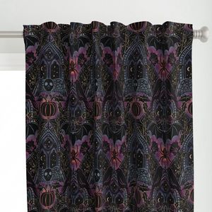 Gothic Halloween - large - clay Curtain Panel | Spoonflower Goth Curtains, Gothic Curtains, Luxurious Curtains, Tapestry Curtains, Goth Bedroom, Dark Panels, Large Curtains, Bedroom Drapes, Skull Pumpkin