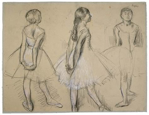 Degas ballerina sketch- I just wonder what these three young ballerinas are thinking about.  I love the bits of white charcoal to make the drawing 'pop'. Degas Drawings, Ballerina Sketch, Degas Ballerina, Degas Dancers, Conte Crayon, Drawing Hands, Master Drawing, Georges Seurat, Camille Pissarro