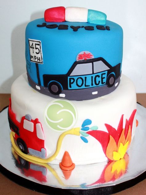 Police Car Cakes, Police Birthday Cakes, Police Cake, Police Cakes, Fireman Cake, Police Birthday Party, Firetruck Cake, Truck Birthday Cakes, Police Party