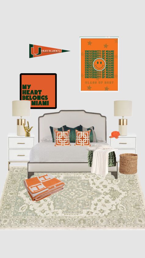 University of Miami dorm inspo #inspo #dorm #dorminspo #room #roominspo Umiami Dorm, Miami College, Dorm Room Inspo, 2024 Aesthetic, Dorm Inspo, College Essentials, College Dorm Room, University Of Miami, College Dorm Rooms