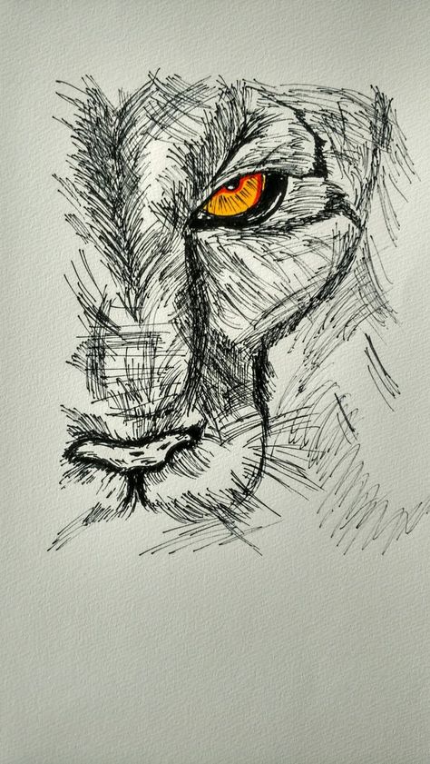 Lion Sketch Simple, Lion Drawing Sketches, Lion Sketch Tattoo, Lion Sketches, Lion Drawing Easy, Biro Sketches, Sketch Lion, Lion Drawing Simple, Biro Drawing