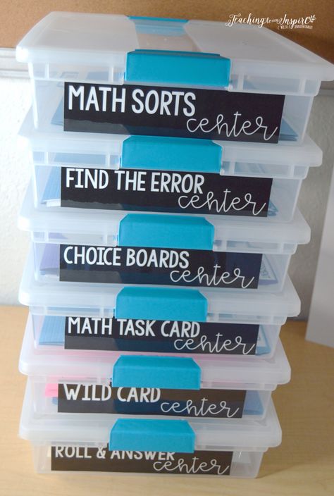 Organizing Math Centers - Teaching with Jennifer Findley Math Tools Organization, Math Unit Organization, Bridges Math, Guided Math Centers, Free Math Centers, Math Sort, Math Blocks, E Learning, Math Organization