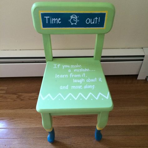 Toddler Chair Diy, Timeout Chair, Time Out Chairs, Time Out Stool, Chairs For Kids, Thinking Chair, Classroom Chair, Time Out Chair, Hand Painted Chairs