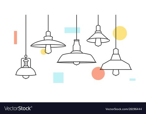 Hanging Lights Drawing, Edison Bulb Lighting, Lamp Illustration, Namecard Design, Lamp Drawing, Loft Metal, Illustration Outline, Lamp Tattoo, Wordless Picture Books