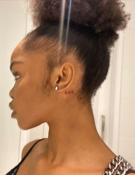 444 Tattoo Black Women, 555 Behind Ear Tattoo, Angel Number Tattoo Black Women, Angel Number 444 Tattoo Behind Ear, Tattoo Behind Ear Number, Angle Number Tattoo Behind Ear, 222 Angel Number Tattoo Behind Ear, Birth Year Behind Ear Tattoo, 222 Behind Ear Tattoo