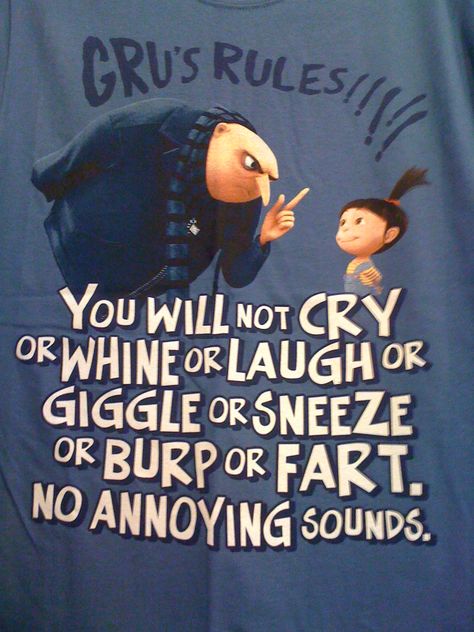 Gru Rules. Despicable Me.  Making this into a poster for the movie room. Despicable Me Quotes, Minion Classroom, Minion Funny, Minion Humour, Agnes Despicable Me, Happy Zone, Quirky Characters, Despicable Me Party, Funny Minion Memes