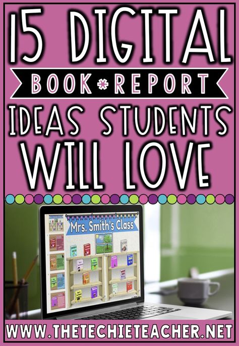 Jazz up traditional book reports with these 15 different DIGITAL book report ideas your students will love! There is a lot of opportunity for differentiation and reaching all kinds of learning styles with these activities. There are ideas for Chromebook, laptop/computer and iPad users. Book Reports For 3rd Grade, Mystery Book Report Projects, Book Project Ideas Elementary, Book Report Projects Highschool, Fun Book Report Ideas, Book Report Choice Board, Technology Projects For Kids, Book Project Ideas, Book Report Ideas