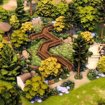 Sims 4 Parks, Sims 4 Park Layout, Sims 4 Park, Sims Park, Park Layout, Craft Houses, Sims Lots, Sims Challenge, Sims Inspiration