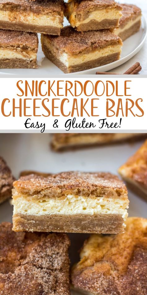 Snickerdoodle Cheesecake Bars (Gluten Free) - Whole Kitchen Sink Snickerdoodle Cheesecake Bars, The Definition Of Love, Snickerdoodle Cheesecake, Gluten Free Snickerdoodles, Love At First Bite, Cinnamon Cookies, Keto Friendly Desserts, Definition Of Love, Keto Cheesecake