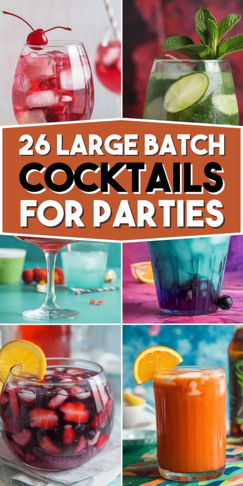 26 Large Batch Party Cocktails | Sugar&Cinnamon Large Party Drinks, Batch Summer Cocktails, Party Cocktails Big Batch, Labor Day Drinks, Fall Cocktails Easy, Batch Cocktail Recipes, Custard Trifle, Crowd Cheers, Big Batch Cocktails