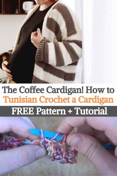 Tunisian Cardigan Free Pattern, Cardigan Tunisian Crochet, Tunisian Crochet Cardigan, How To Start Tunisian Crochet, Tunisian Crochet Cast On, Crochet A Cardigan, Tunisian Knit Stitch, Tunisian Crochet Increase, Crochet Knit Stitches