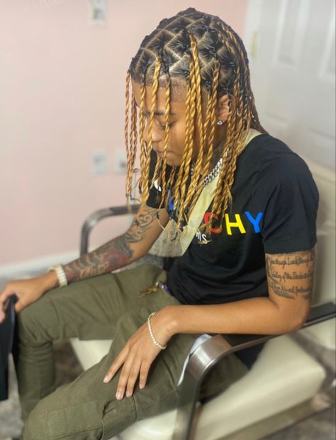 Masc Braided Hairstyles, Braided Hairstyles For Studs, Braids On Studs, Braids For Black Women Masc, Braids For Studs, Braids Stud, Box Braids For Men With Long Hair, Hairstyles For Studs, Masc Box Braids