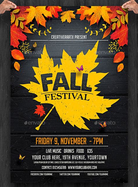 http://www.creativebloq.com/graphic-design/flyer-templates-1131645 Fall Festival Flyer, College Dance, Fundraiser Flyer, Poster Inspiration, Festival Flyer, Graphic Design Flyer, Thanksgiving Design, Event Flyer Templates, Autumn Festival