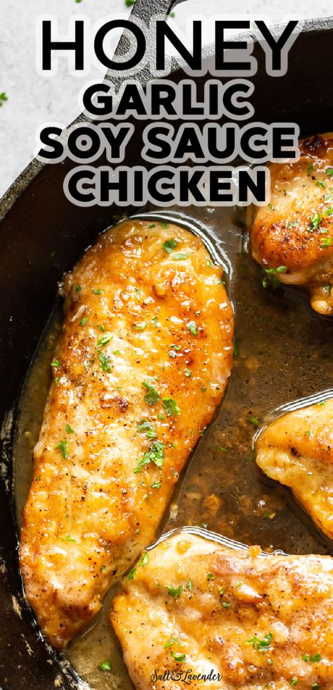 Sauce Over Chicken, Want More Recipes Honey Chicken, Super Yummy Chicken Recipes, Easy Chicken Filet Recipes, Super Yummy Chicken, Chicken In Sauce Recipes Easy, Chicken Recipes Pan Seared, Healthy Chicken Glaze, Soy Garlic Chicken Tenders