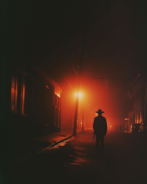 #streetlamp #cowboy #fog #mysterious #lynchian #western Dark Western Aesthetic, Dark Cowboy, Lone Cowboy, Andrew Johnson, Dnd Board, Eye Scar, Doors Music, Near Dark, Weird West