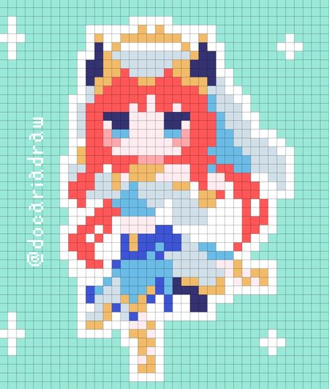 Genshin Pixle Art, Genshin Perler Beads Pattern, Perler Beads Genshin Impact, Genshin Perler Bead Patterns, Pixel Art Pattern Genshin, Genshin Impact Pixel Art Grid, Genshin Pixel Art Grid, Genshin Impact Perler Bead Patterns, Genshin Impact Perler Beads